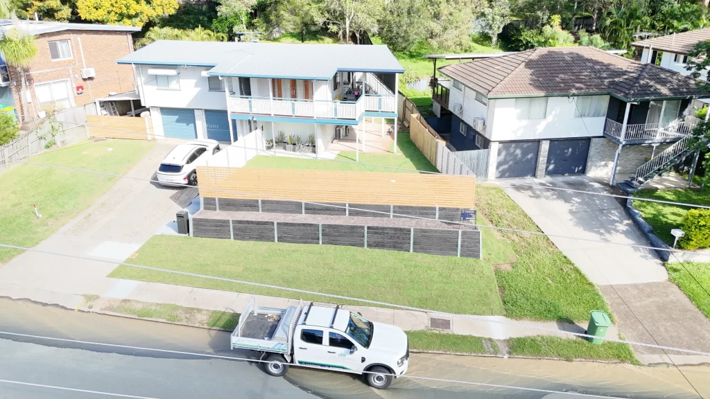 Drainage preparation behind the Ferny Hills retaining wall
