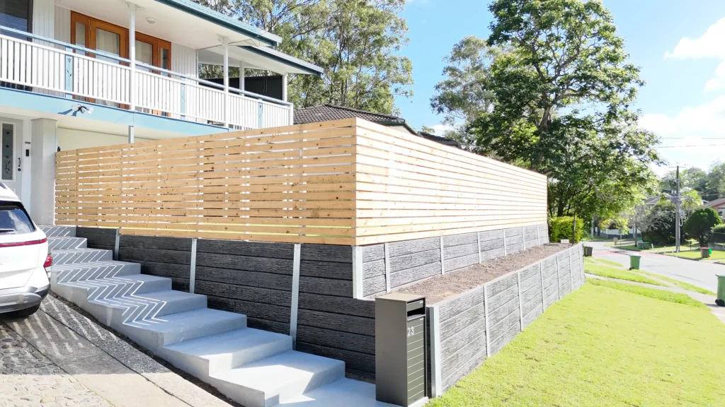 Levelled wall base ready for construction at Ferny Hills